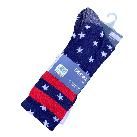 Dick’s Sporting Goods American Flag Crew Socks 2 Pack - Picture 1 of 8